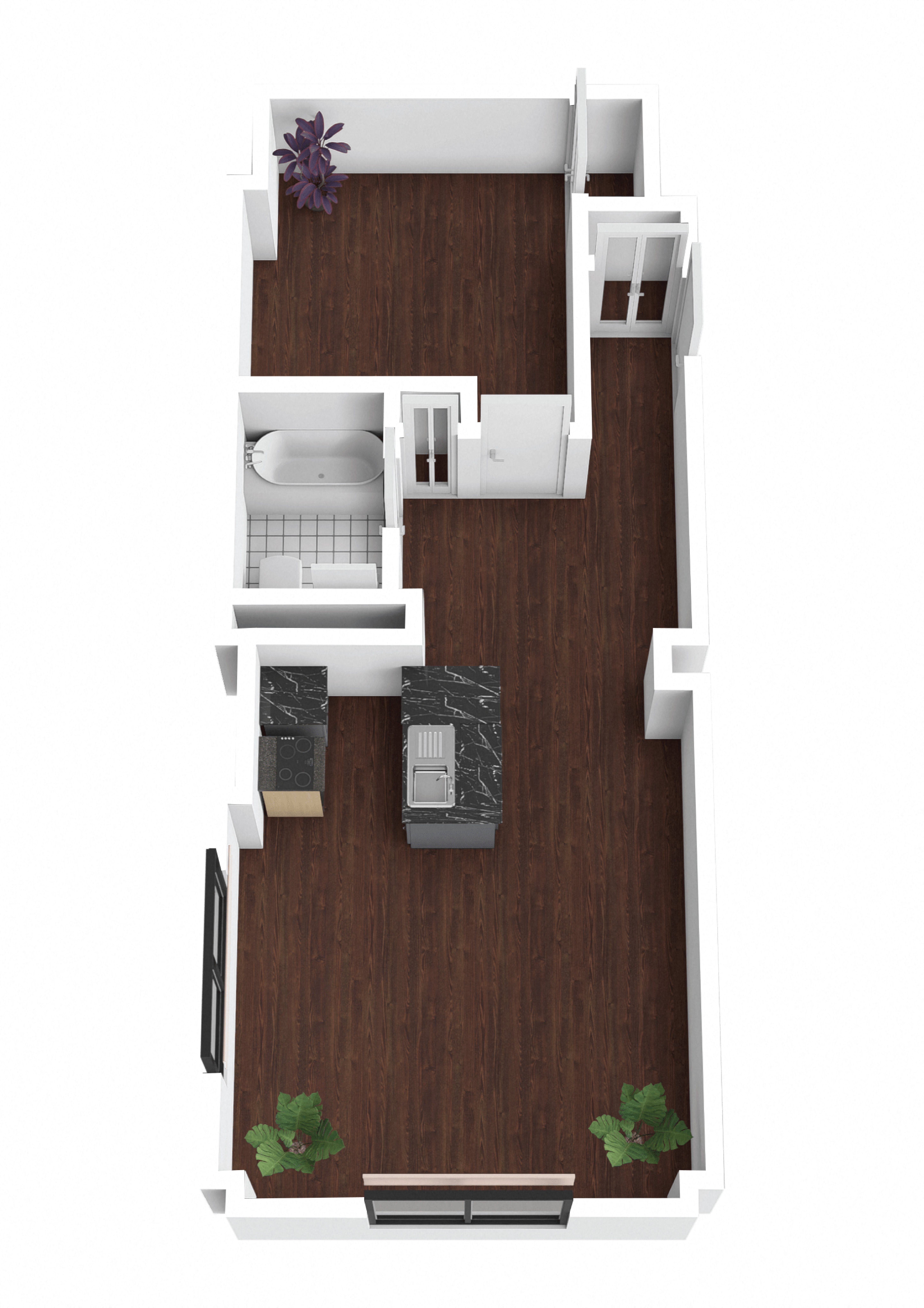One Bedroom One Bath floor plan